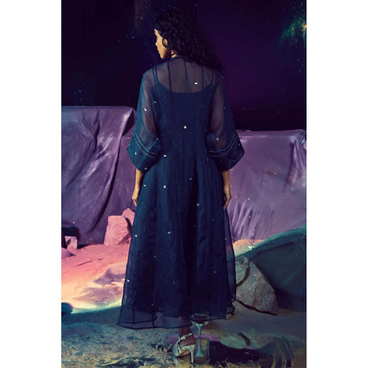 Baise Gaba Navy Blue Meteor Dress with Slip (Set of 2)