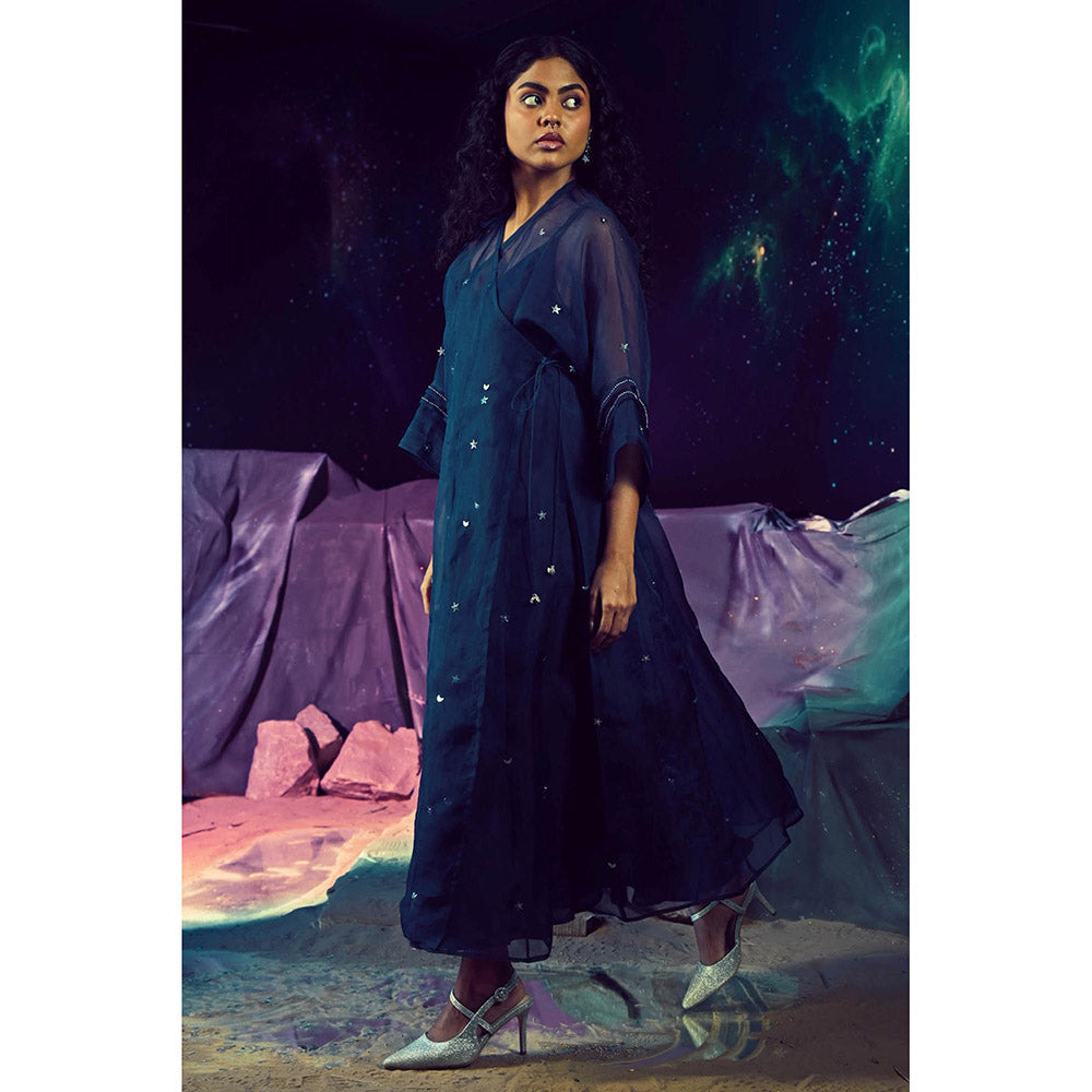 Baise Gaba Navy Blue Meteor Dress with Slip (Set of 2)