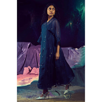 Baise Gaba Navy Blue Meteor Dress with Slip (Set of 2)