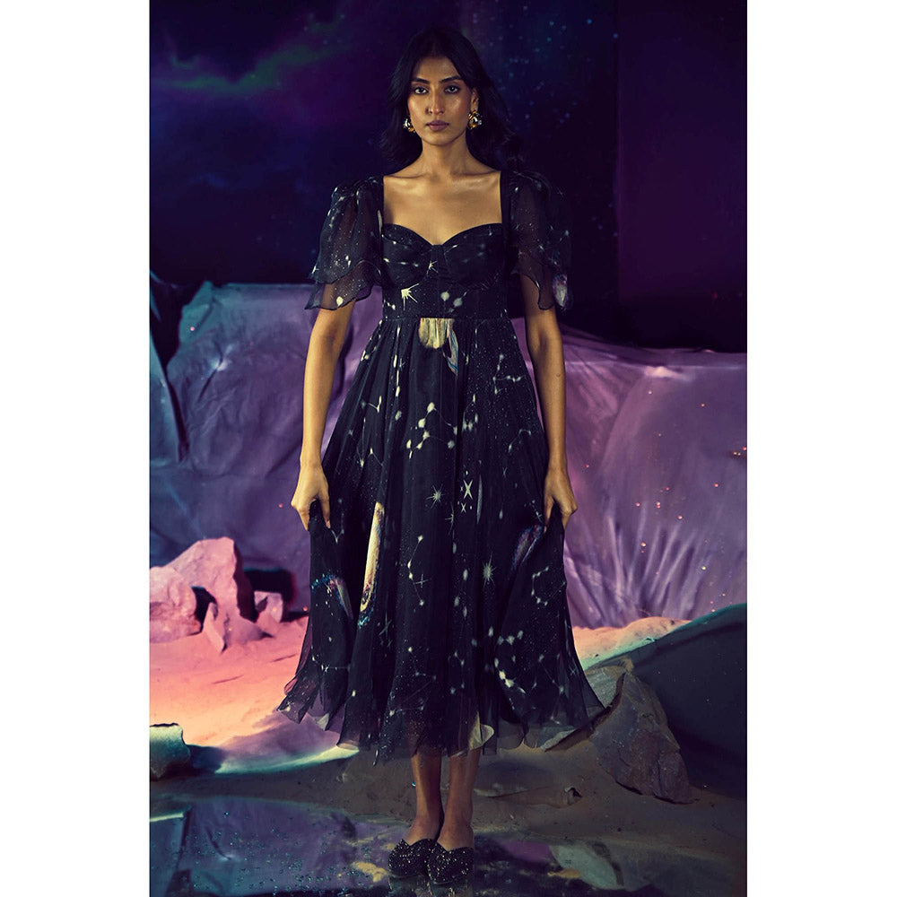 Baise Gaba Black Celestino Sweetheart Neck Dress