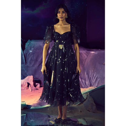Baise Gaba Black Celestino Sweetheart Neck Dress