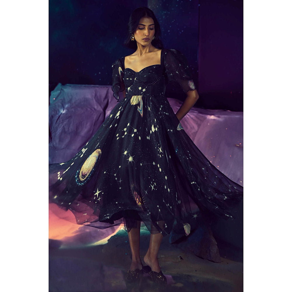 Baise Gaba Black Celestino Sweetheart Neck Dress