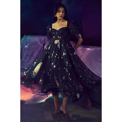 Baise Gaba Black Celestino Sweetheart Neck Dress