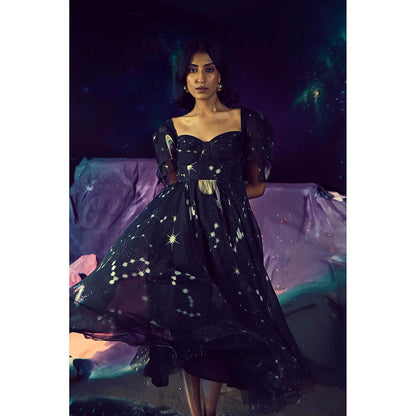 Baise Gaba Black Celestino Sweetheart Neck Dress