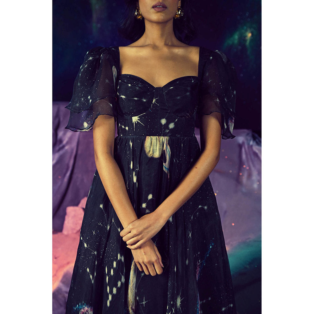 Baise Gaba Black Celestino Sweetheart Neck Dress