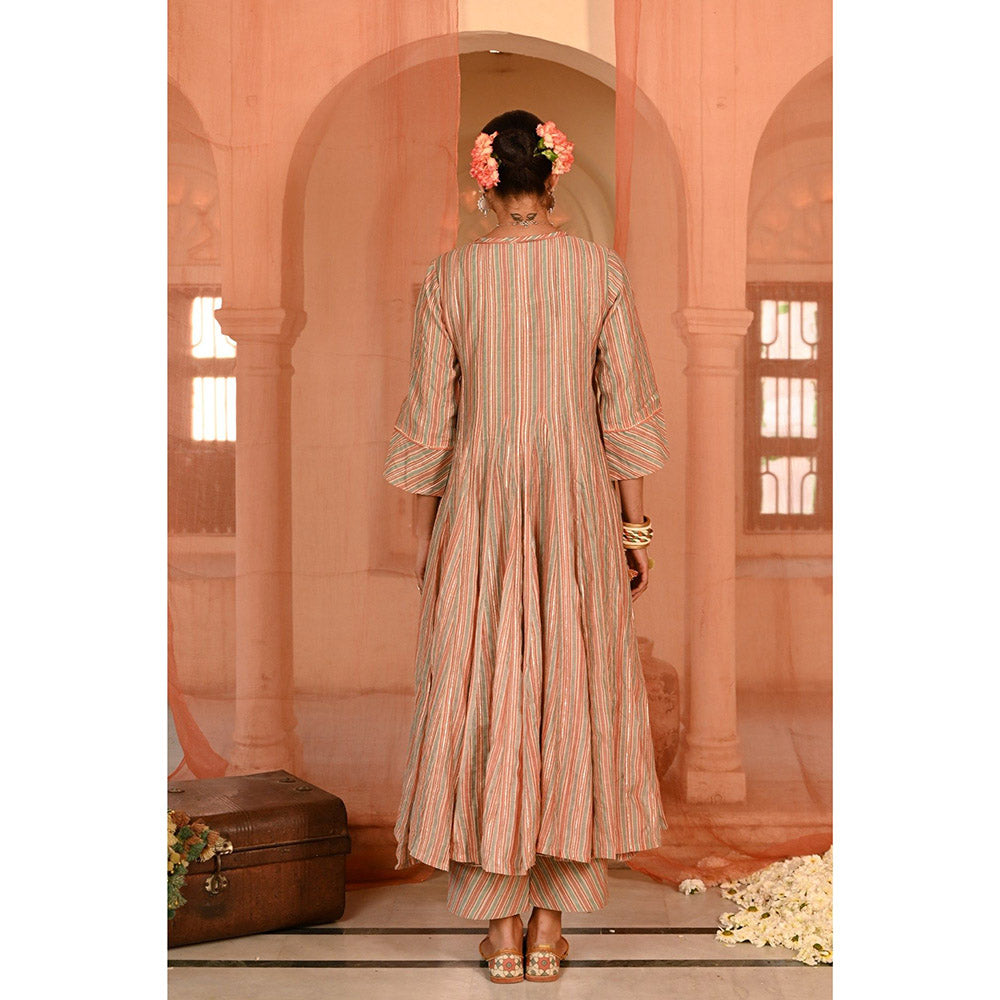 Baise Gaba Multi-Color Chandbagh Angrakha Kurta with Pant and Dupatta (Set of 3)