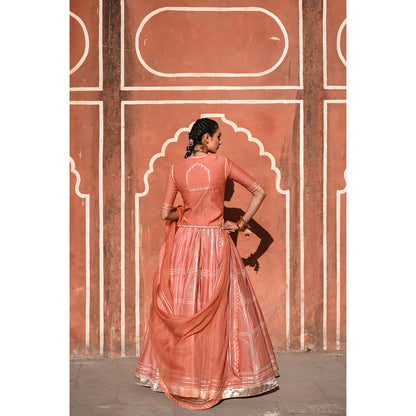 Baise Gaba Hawa Mahal Gota Work Blouse with Lehenga and Dupatta (Set of 4)