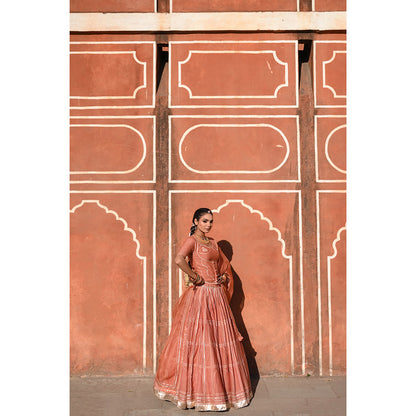 Baise Gaba Hawa Mahal Gota Work Blouse with Lehenga and Dupatta (Set of 4)