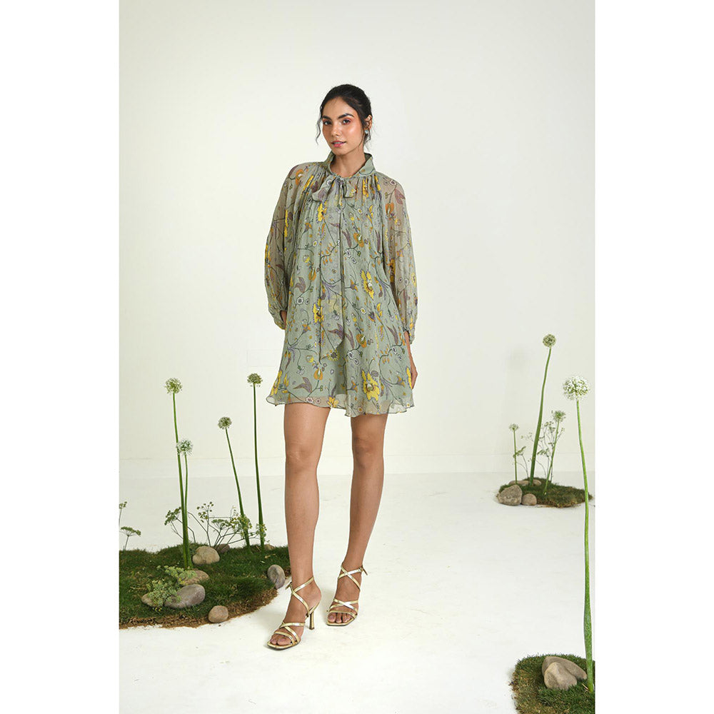 Baise Gaba Green Wildflower Dress With Slip (Set of 2)