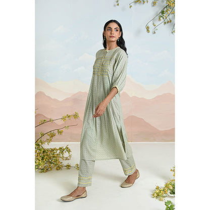 Baise Gaba Fiora Green Kurta with Pant