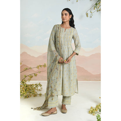 Baise Gaba Solvia Green Kurta with Pant and Dupatta