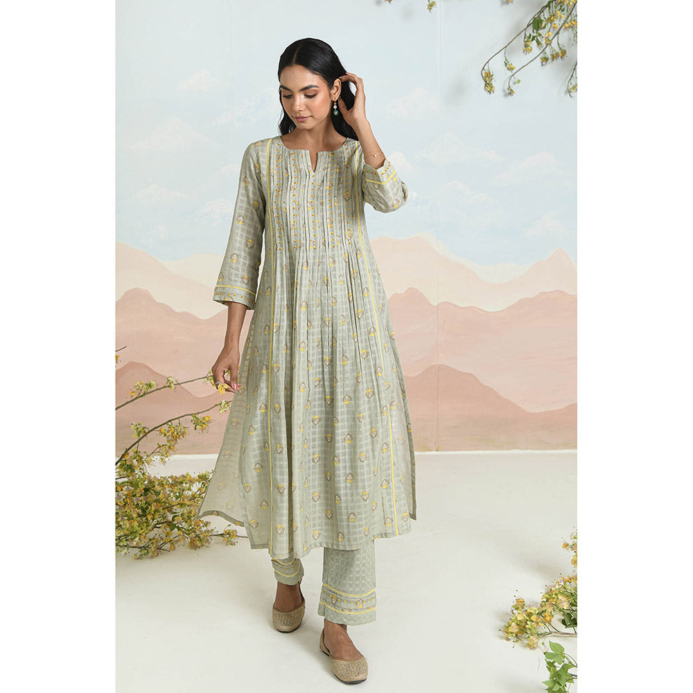 Baise Gaba Solvia Green Kurta with Pant and Dupatta