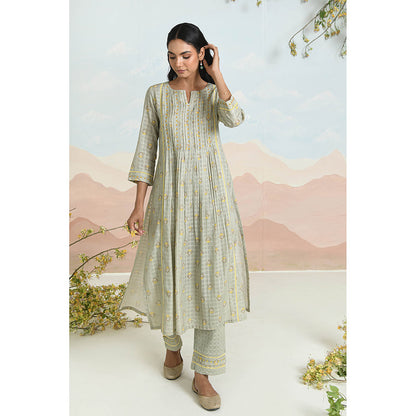 Baise Gaba Solvia Green Kurta with Pant and Dupatta
