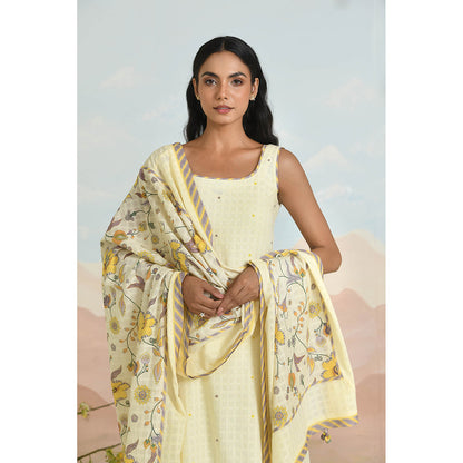 Baise Gaba Mariglow Cream Kurta with Pant and Dupatta