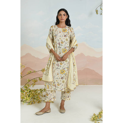 Baise Gaba Dahlia Off White Kurta with Pant and Dupatta