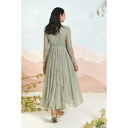 Baise Gaba Gardenia Green Anarkali Kurta with Pant and Dupatta