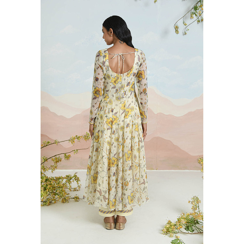 Baise Gaba Orlina Cream Anarkali Kurta with Pant and Dupatta