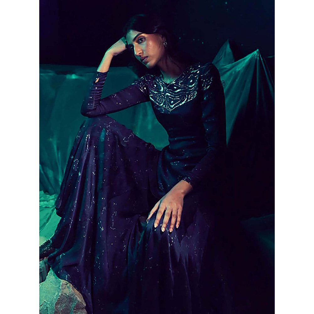 Baise Gaba Yug Navy Blue Top and Sharara Pant Co-Ord Set