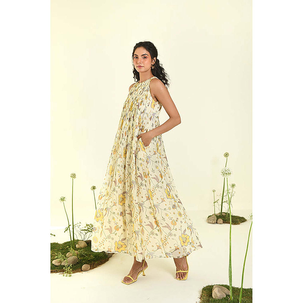 Baise Gaba Glimmer Beige Maxi Dress