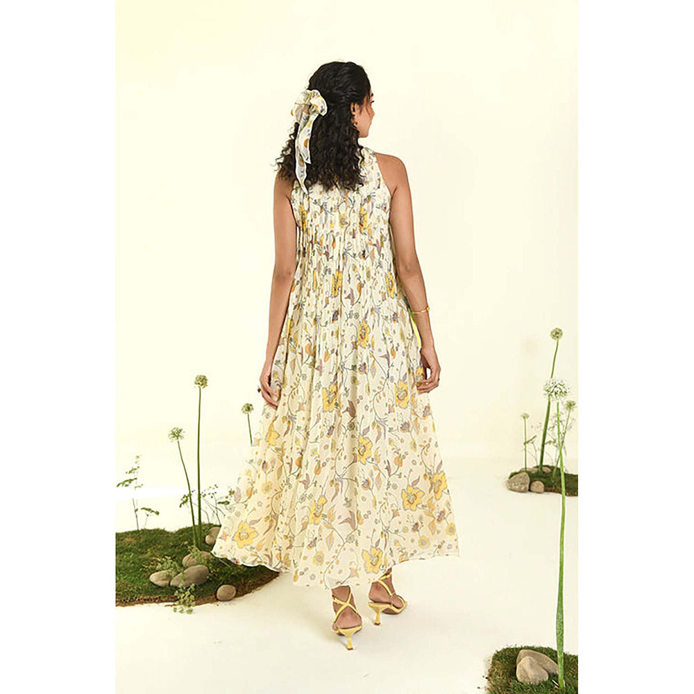 Baise Gaba Glimmer Beige Maxi Dress