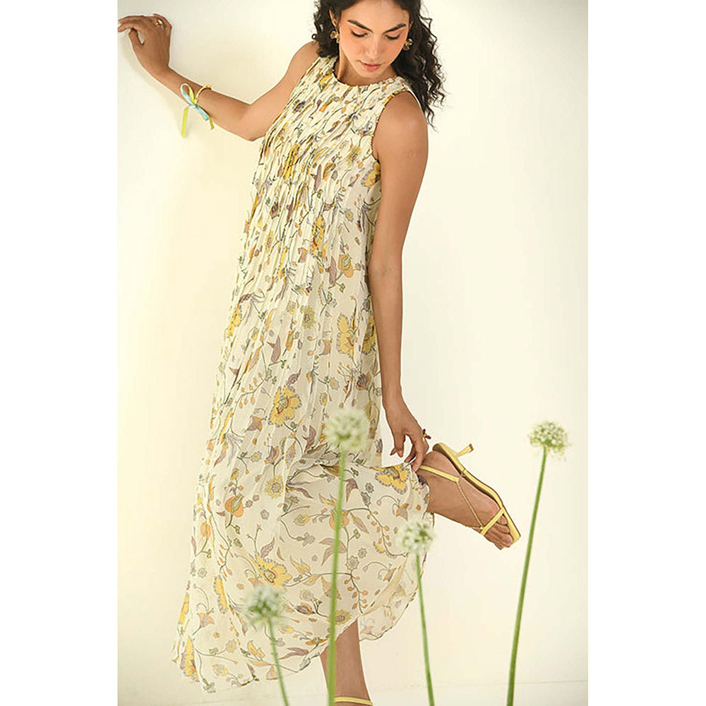 Baise Gaba Glimmer Beige Maxi Dress