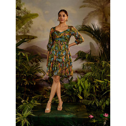 Baise Gaba Ambika Green Mini Dress