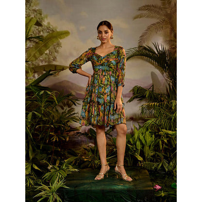 Baise Gaba Ambika Green Mini Dress