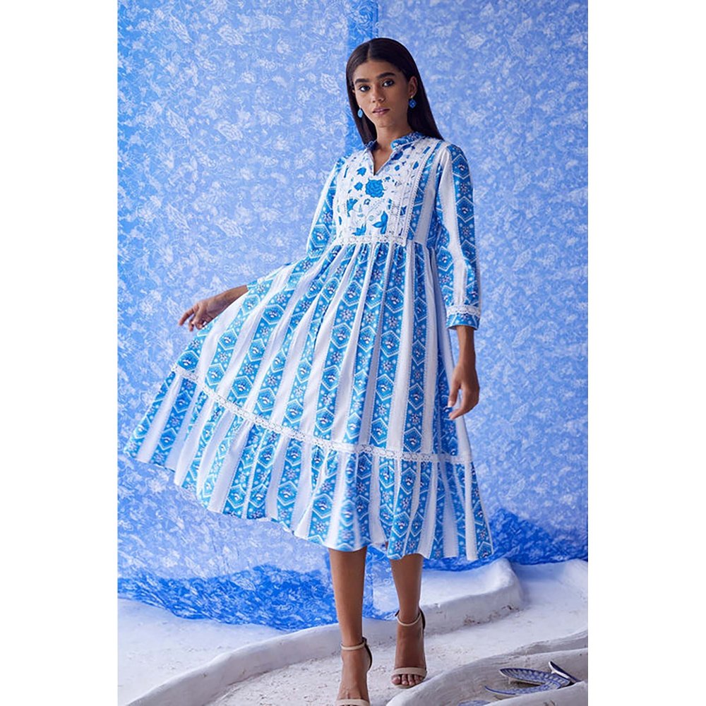 Baise Gaba Neel Blue Midi Dress