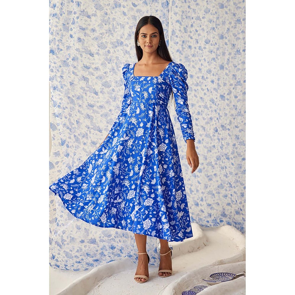 Baise Gaba Kaamil Blue Midi Dress