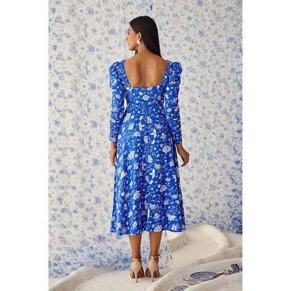 Baise Gaba Kaamil Blue Midi Dress
