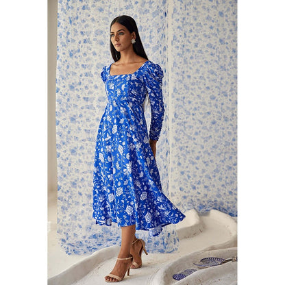 Baise Gaba Kaamil Blue Midi Dress