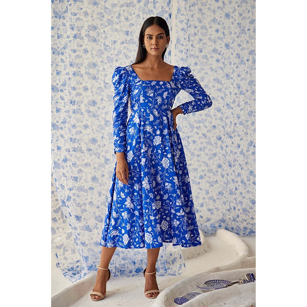 Baise Gaba Kaamil Blue Midi Dress