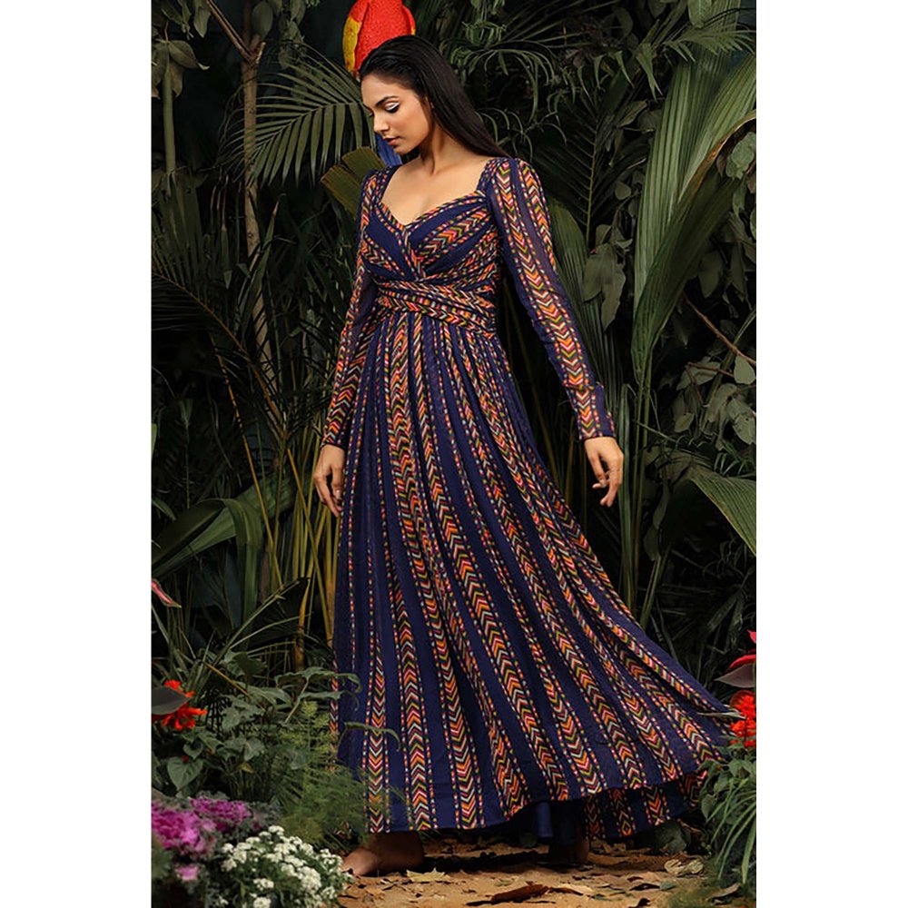 Baise Gaba Raina Floral Navy Blue Maxi Dress