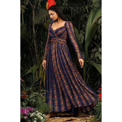 Baise Gaba Raina Floral Navy Blue Maxi Dress