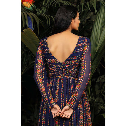 Baise Gaba Raina Floral Navy Blue Maxi Dress