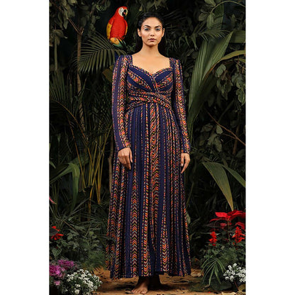 Baise Gaba Raina Floral Navy Blue Maxi Dress