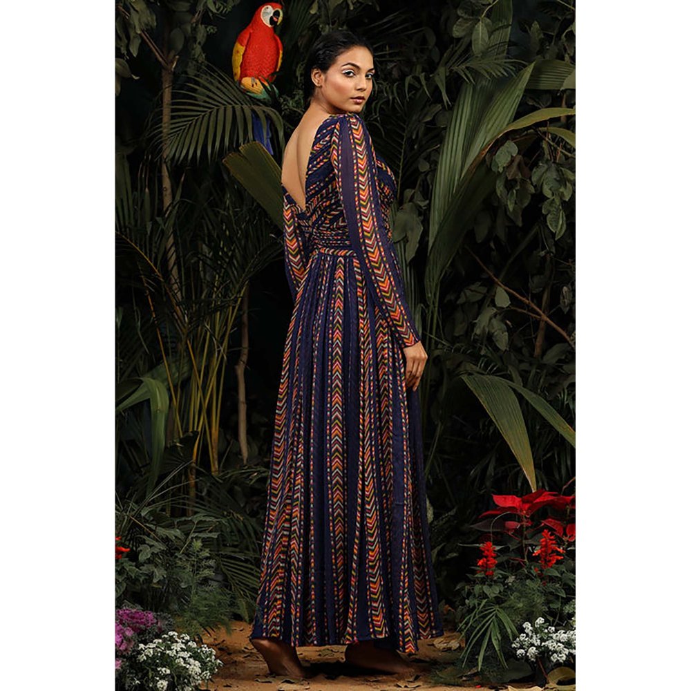 Baise Gaba Raina Floral Navy Blue Maxi Dress