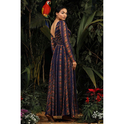 Baise Gaba Raina Floral Navy Blue Maxi Dress