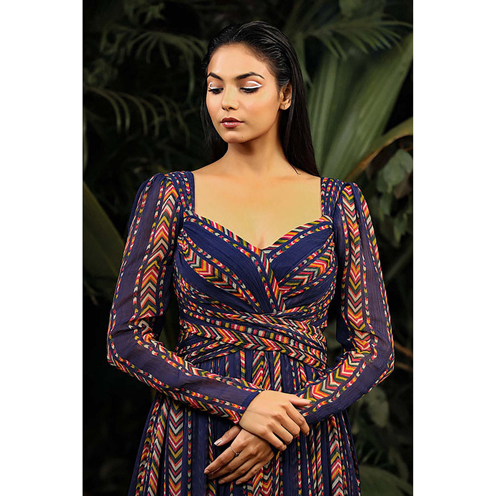 Baise Gaba Raina Floral Navy Blue Maxi Dress