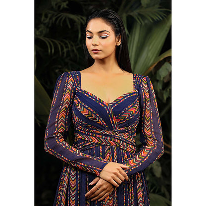 Baise Gaba Raina Floral Navy Blue Maxi Dress