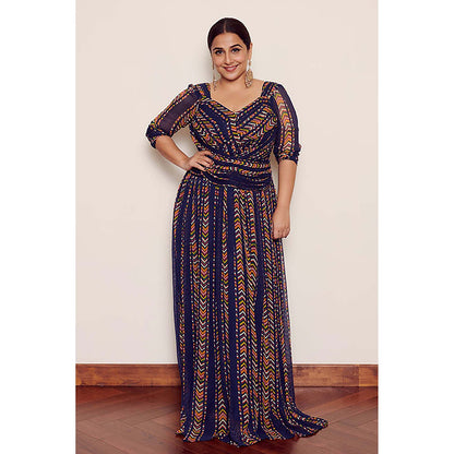 Baise Gaba Raina Floral Navy Blue Maxi Dress