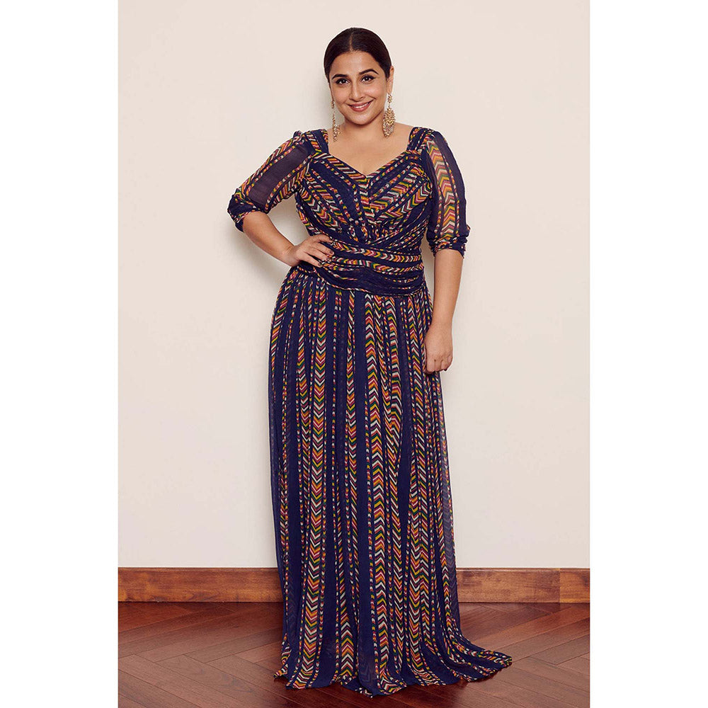 Baise Gaba Raina Floral Navy Blue Maxi Dress