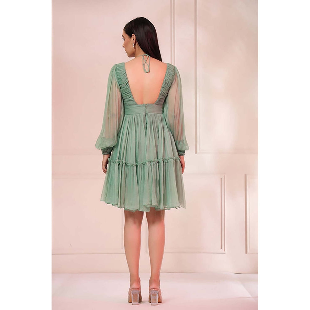 Baise Gaba Aria Pine Green Mini Dress