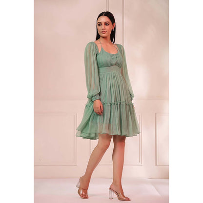 Baise Gaba Aria Pine Green Mini Dress