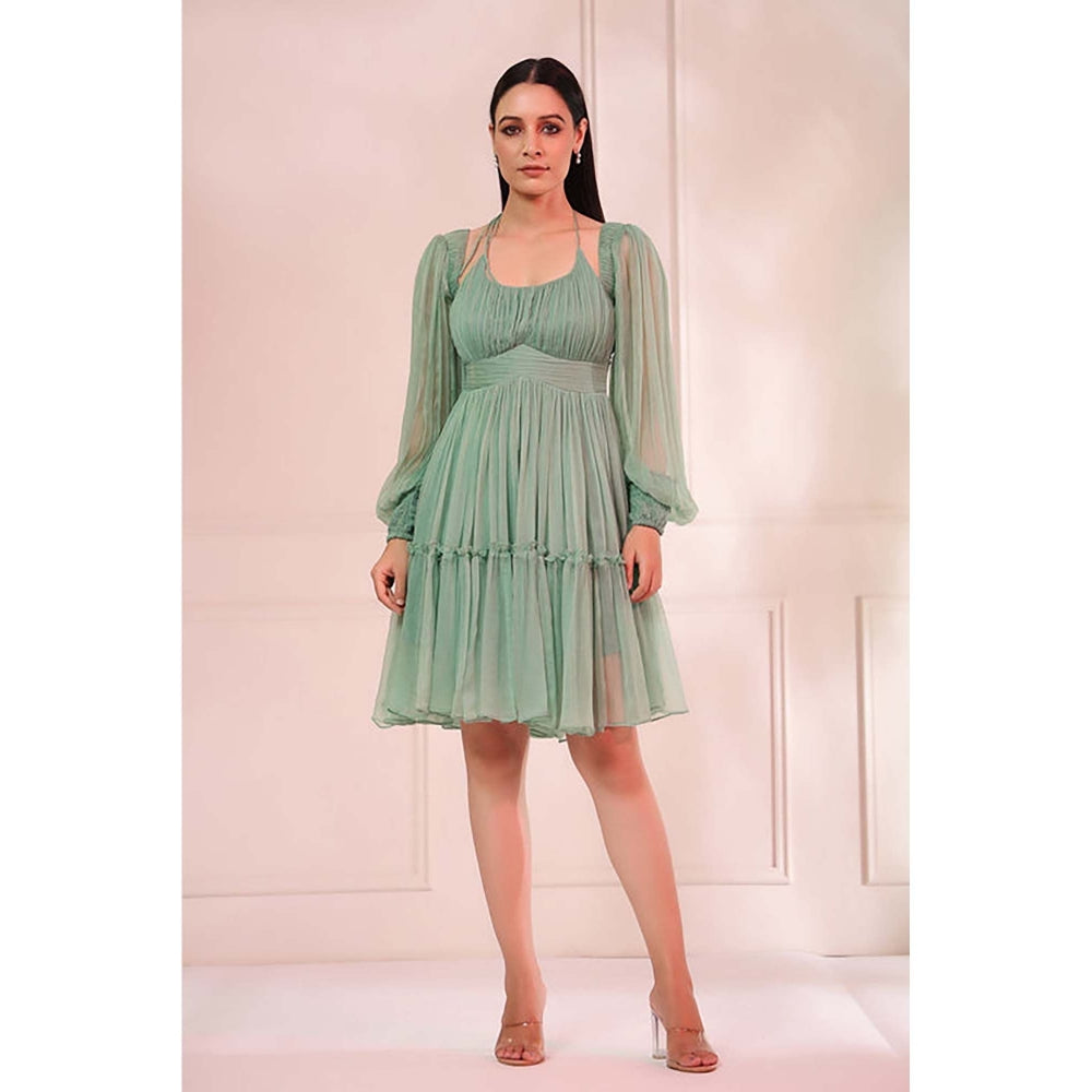 Baise Gaba Aria Pine Green Mini Dress