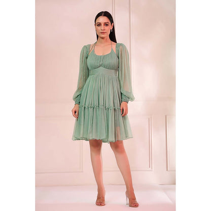 Baise Gaba Aria Pine Green Mini Dress