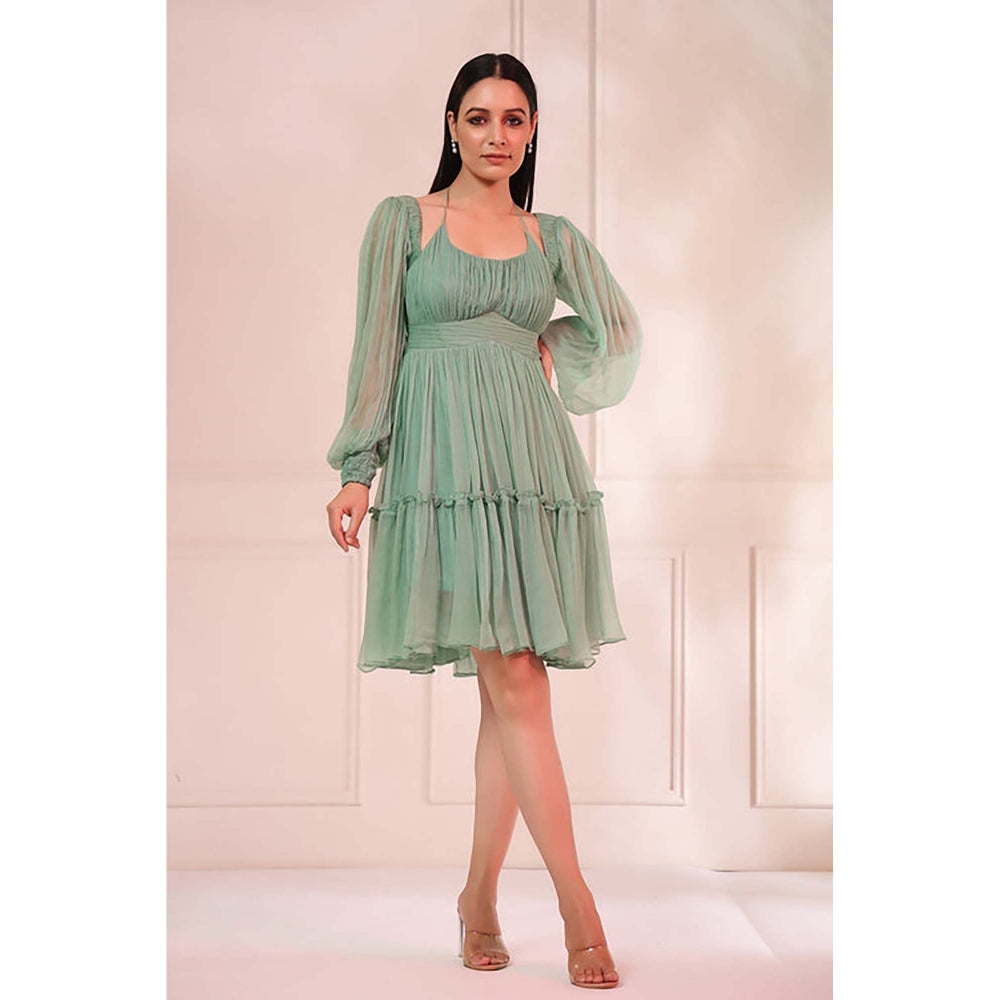 Baise Gaba Aria Pine Green Mini Dress