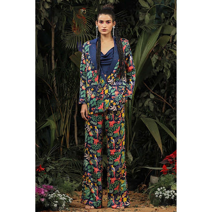 Baise Gaba Aftab Blue Floral Printed Coat