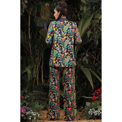 Baise Gaba Aftab Blue Floral Printed Coat