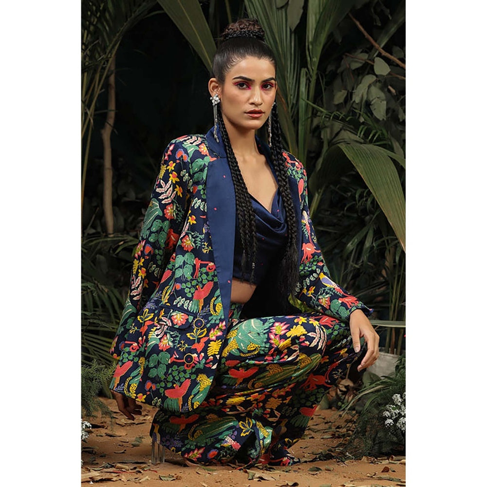 Baise Gaba Aftab Blue Floral Printed Coat